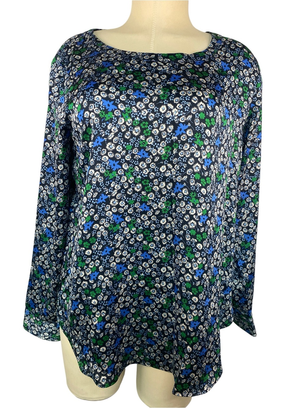 Banana Republic Women’s Navy Blue Floral Long-Sleeve Blouse Medium